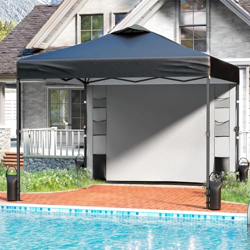 10'x10' Pop Up Canopy Tent with 1 Sidewall and 6 Pockets, White O9971