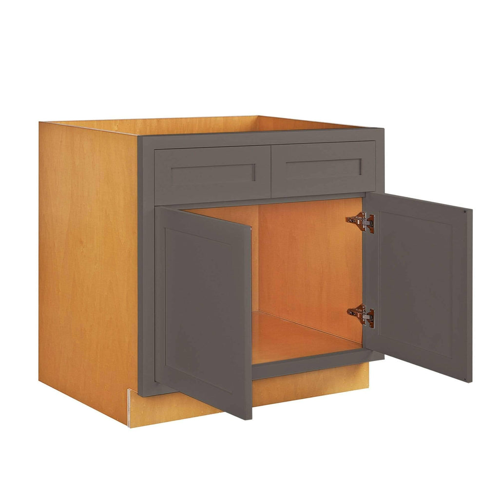Double Door Dark Gray Inset Shaker Sink Base Kitchen Cabinet L5492