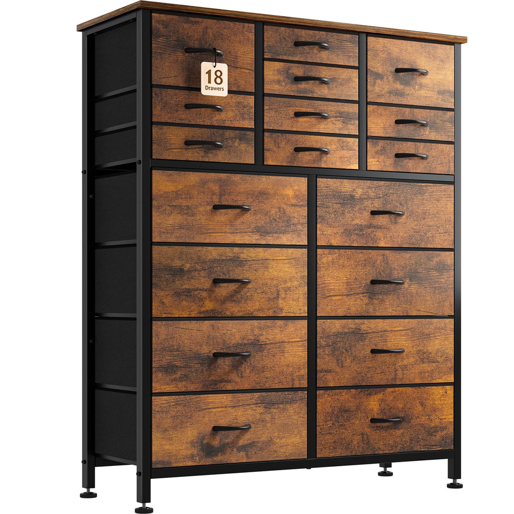 Rustic Brown 18 Drawer Fabric Dresser H809651