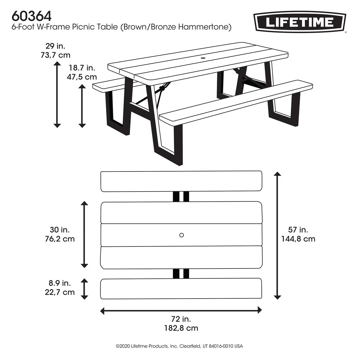 6-Foot HDPE Folding Picnic Table H42893