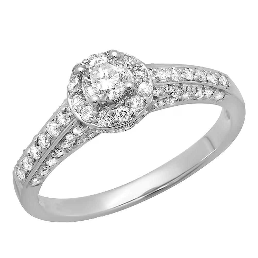 14k White Gold Diamond Engagement Ring W942