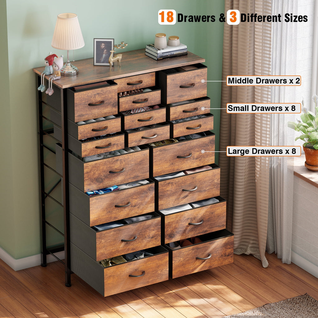 Rustic Brown 18 Drawer Fabric Dresser H809651