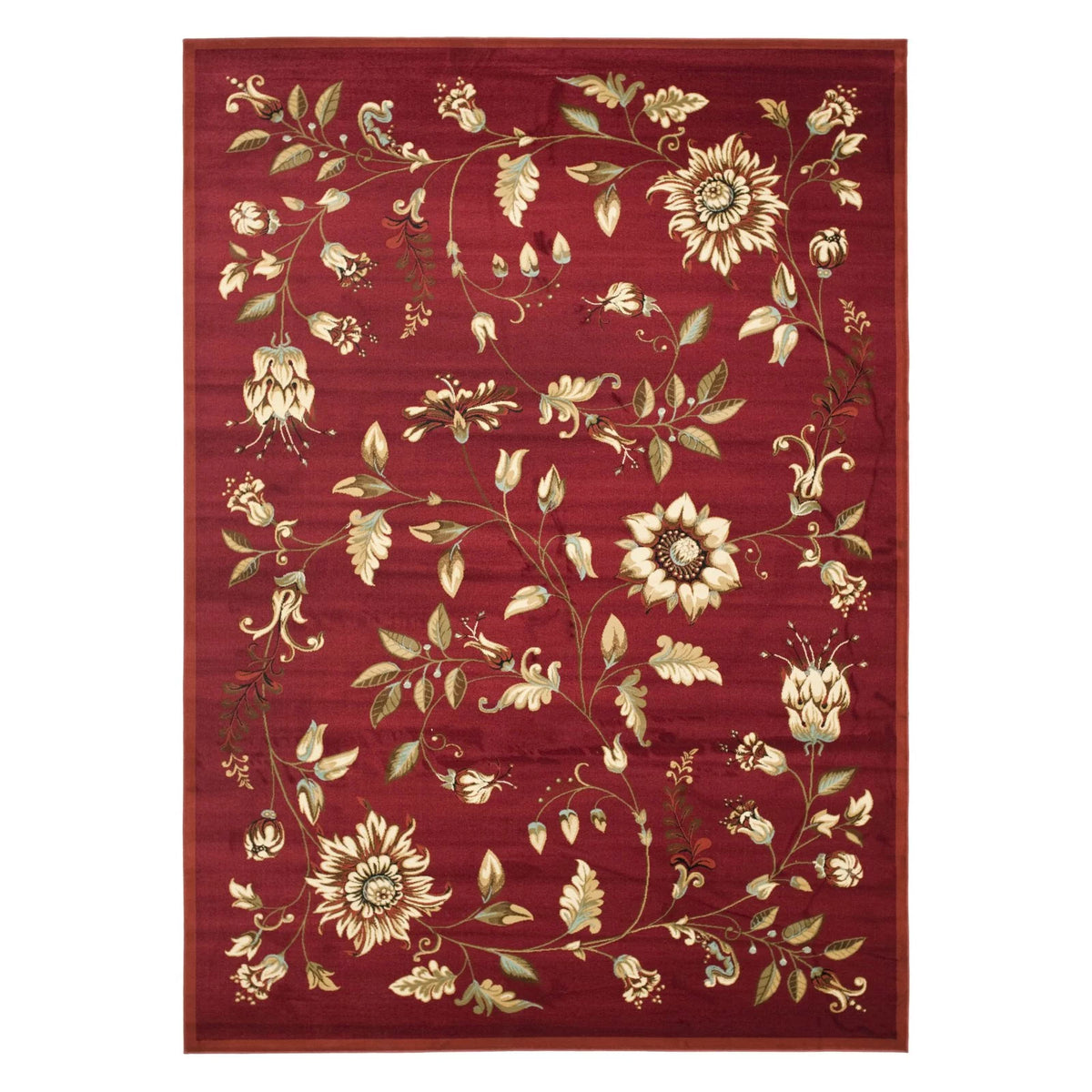 Red Multi Floral Border Area Rug 8'9" x 12' S716