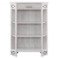Weathered White 3-Shelf Corner Bookcase with Drawer Storage F85873