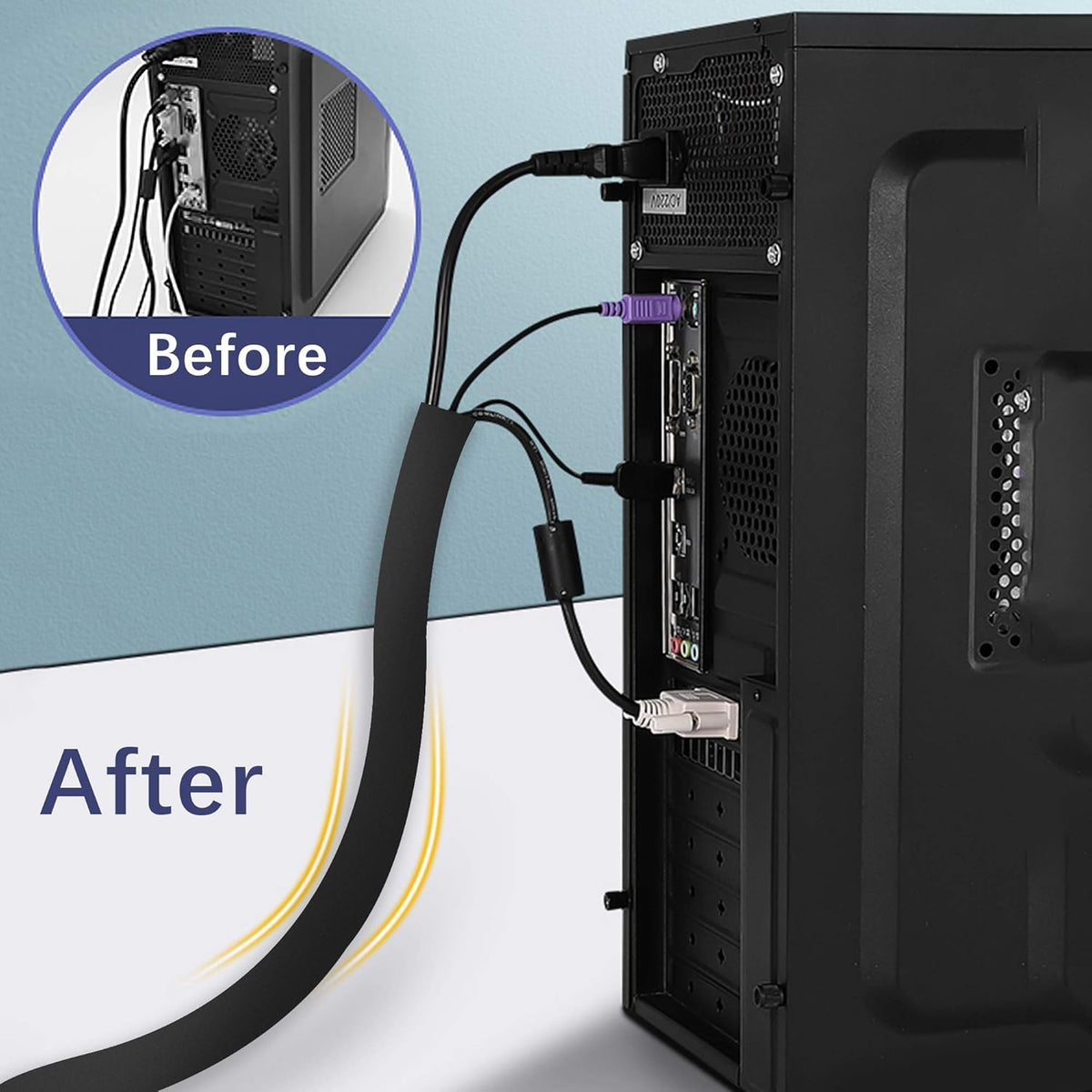 4 Packs Black Cable Management Sleeve N9180