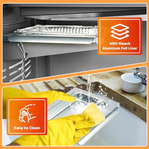 Grease Tray with Catch Pan and Foil Liner 10Pcs Aluminum Liner G70605