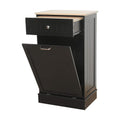 Black Wooden Tilt Out Trash Cabinet with Hideaway Drawer and Removable Bamboo Cutting Board R83040