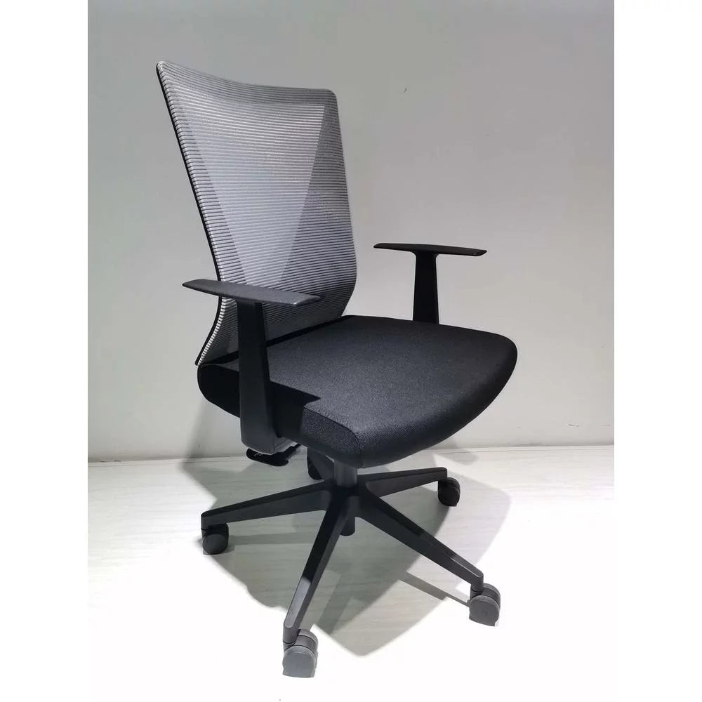 Black Office Chair with Nylon Base and Fixed Armrest A409352