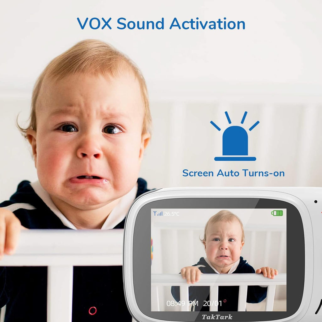 Video Baby Monitor with Camera and Audio, Night Vision, 2 Way Audio, 8 Lullabies T6854