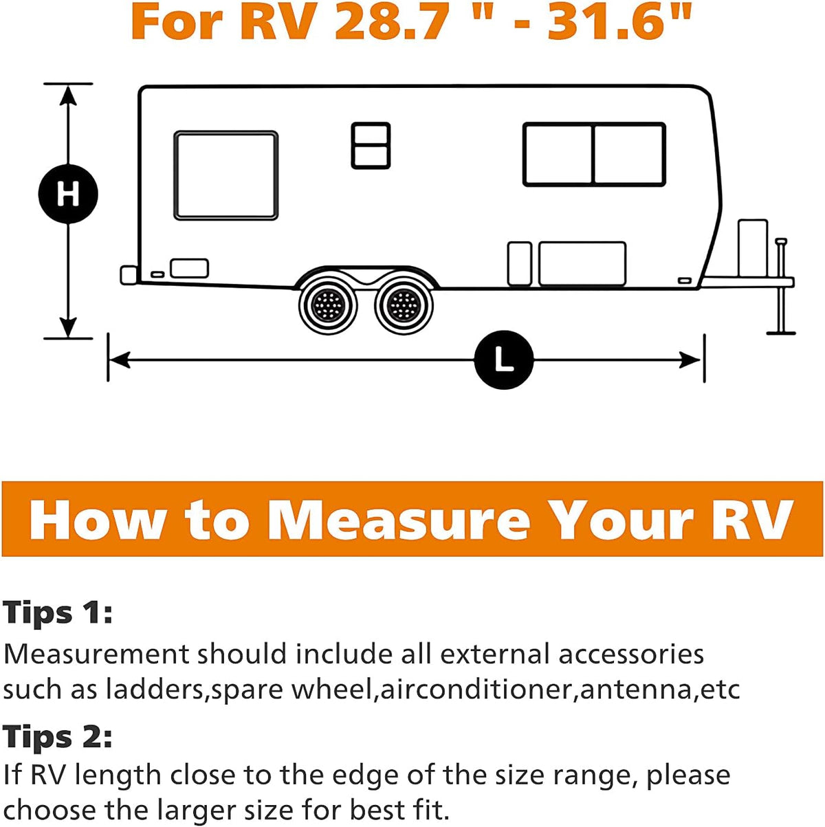 34'1 - 37' Breathable Waterproof RV Cover with Tire Covers Y39104