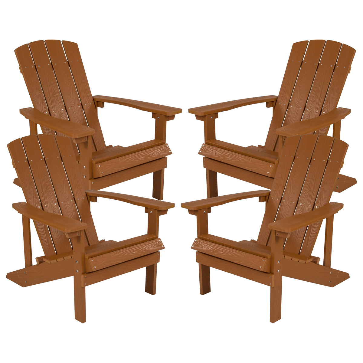 Set of 4 Outdoor Teak Poly Resin Adirondack Chairs B3680
