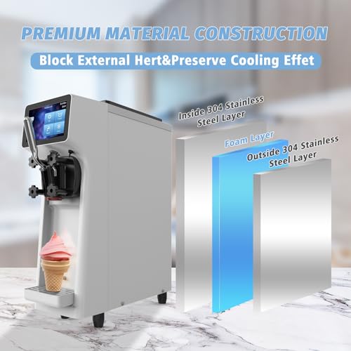 1000W Single Flavor Soft Serve Ice Cream Machine 2.7 to 4 Gal/H 110V Y24970