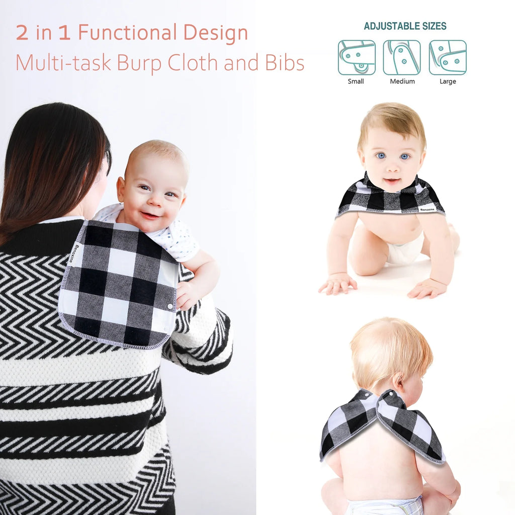 12-Pcs Animal Pattern Burp Cloths and Baby Bibs V97213