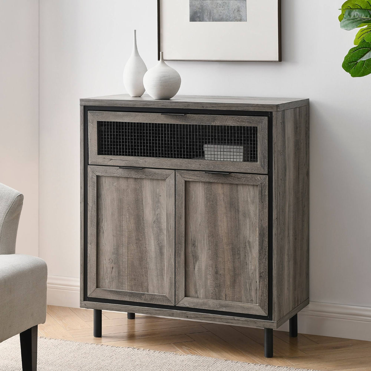 Grey Wash 2-Door Accent Cabinet G177984