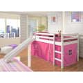 Twin Loft Bed with Pink Tent and Slide W599570