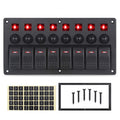 Red 8 Gang Waterproof Toggle Rocker Switch Panel with LED Indicator, Pack of 2 L892