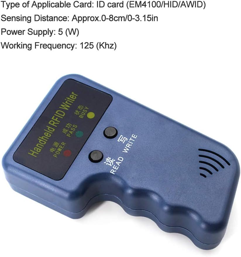 Handheld RFID Card Copier 125KHz ID Duplicator Reader Writer with 5Pcs Writable Keychain and 5Pcs Writable Card I97660