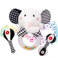 3PCS Soft Baby Rattles High Contrast Black and White Plush Rattle Toy W5504