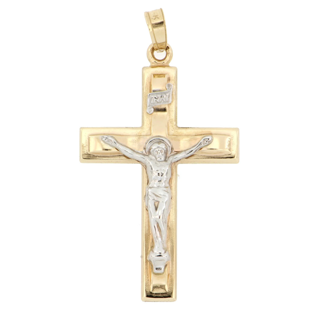 14 KT Two Tone Gold Crucifix M945