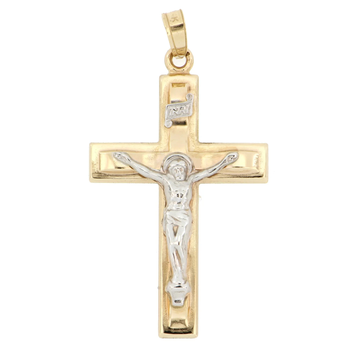 14 KT Two Tone Gold Crucifix M945