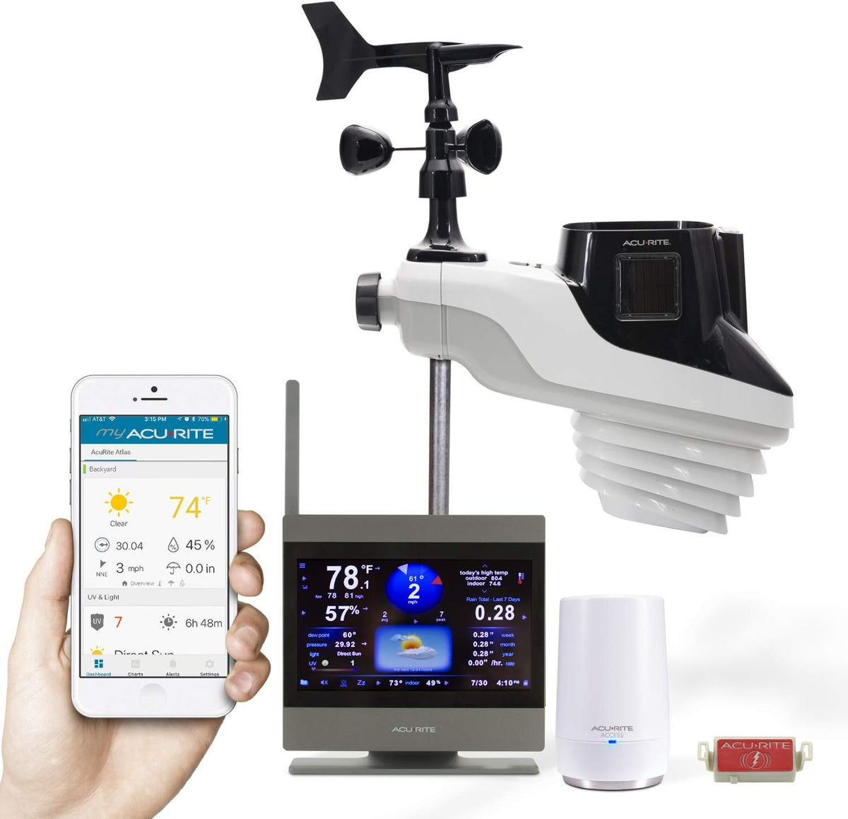 Weather Station with Temperature and Humidity Gauge, Rainfall, Wind Speed, Direction & Lightning Detection G384
