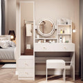 White Oak Makeup Vanity Set with Mirror and Stool I922310