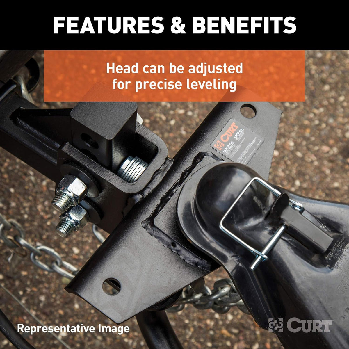 Black Round Bar Weight Distribution Hitch, 2-in Shank, 2-5/16-Inch Ball F9454