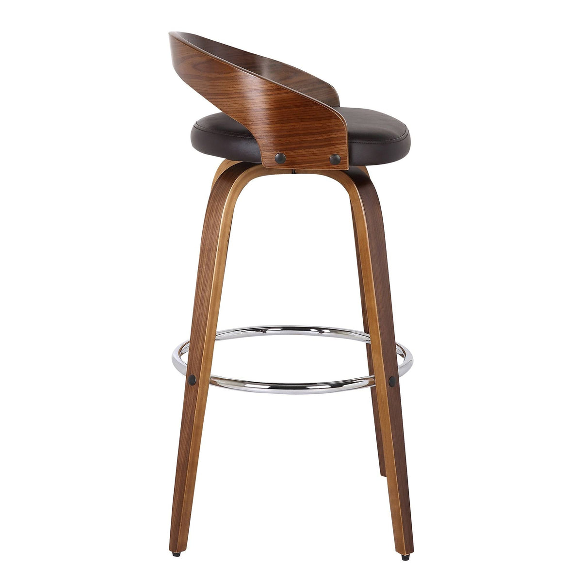 Walnut Upholstered Wood Bar Stool - Brown - Counter Height H2977