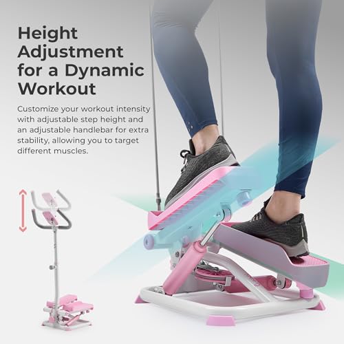 2-in-1 Smart Stepper Machine with Handlebar and Resistance Bands B978911