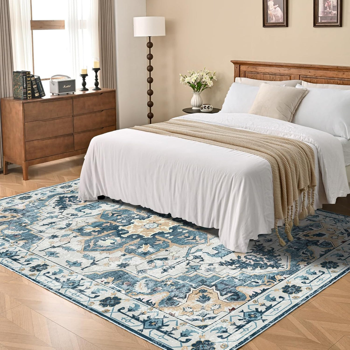 8x10 Blue Non Slip Low Pile Area Rug I19498