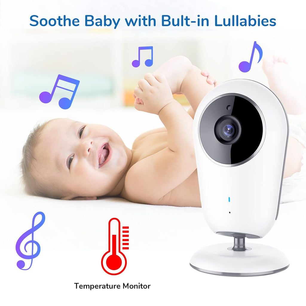 Video Baby Monitor with Camera and Audio, Night Vision, 2 Way Audio, 8 Lullabies T6854