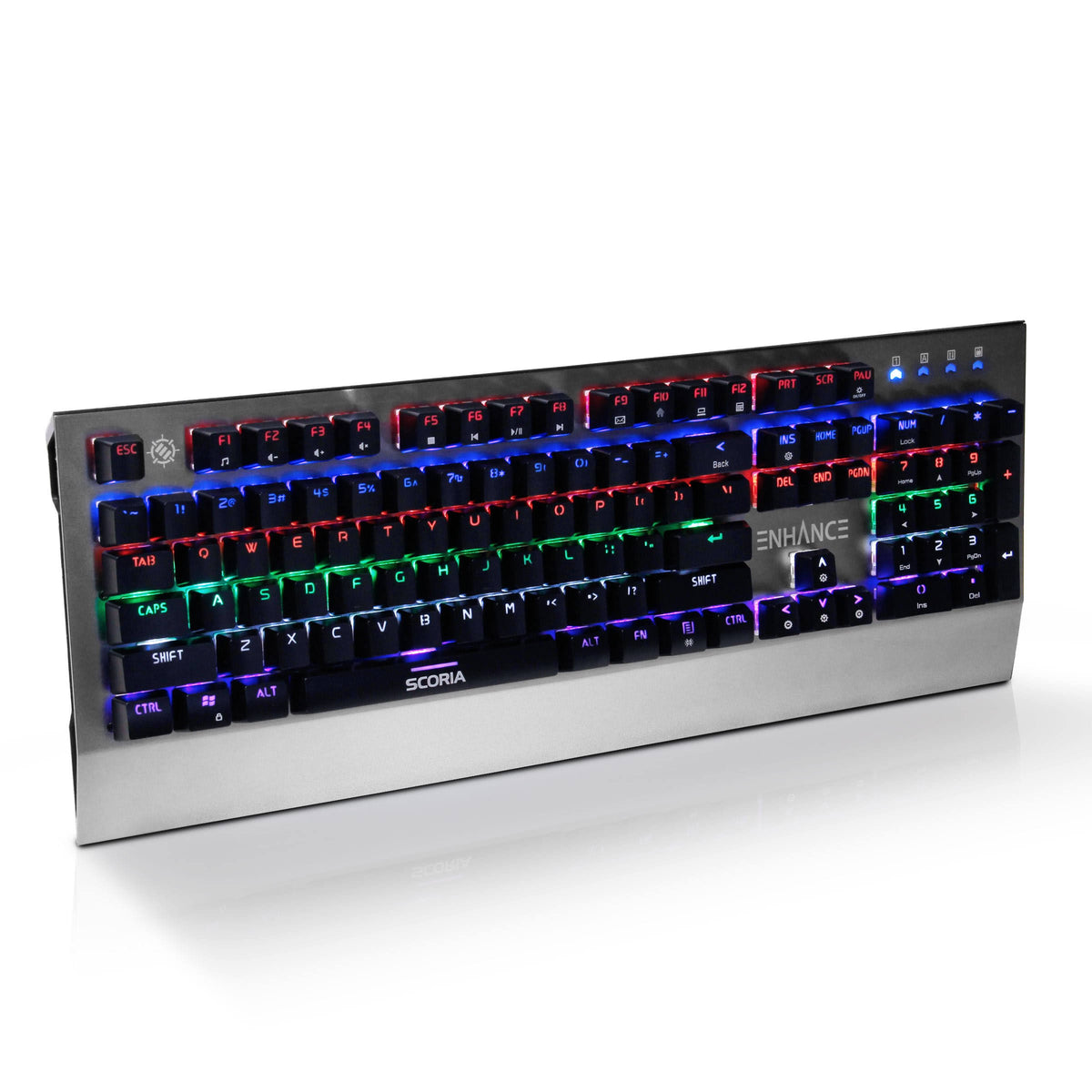 LED Mechanical Gaming Keyboard Red Switches 104 Backlit Keys Brushed Aluminum E604833