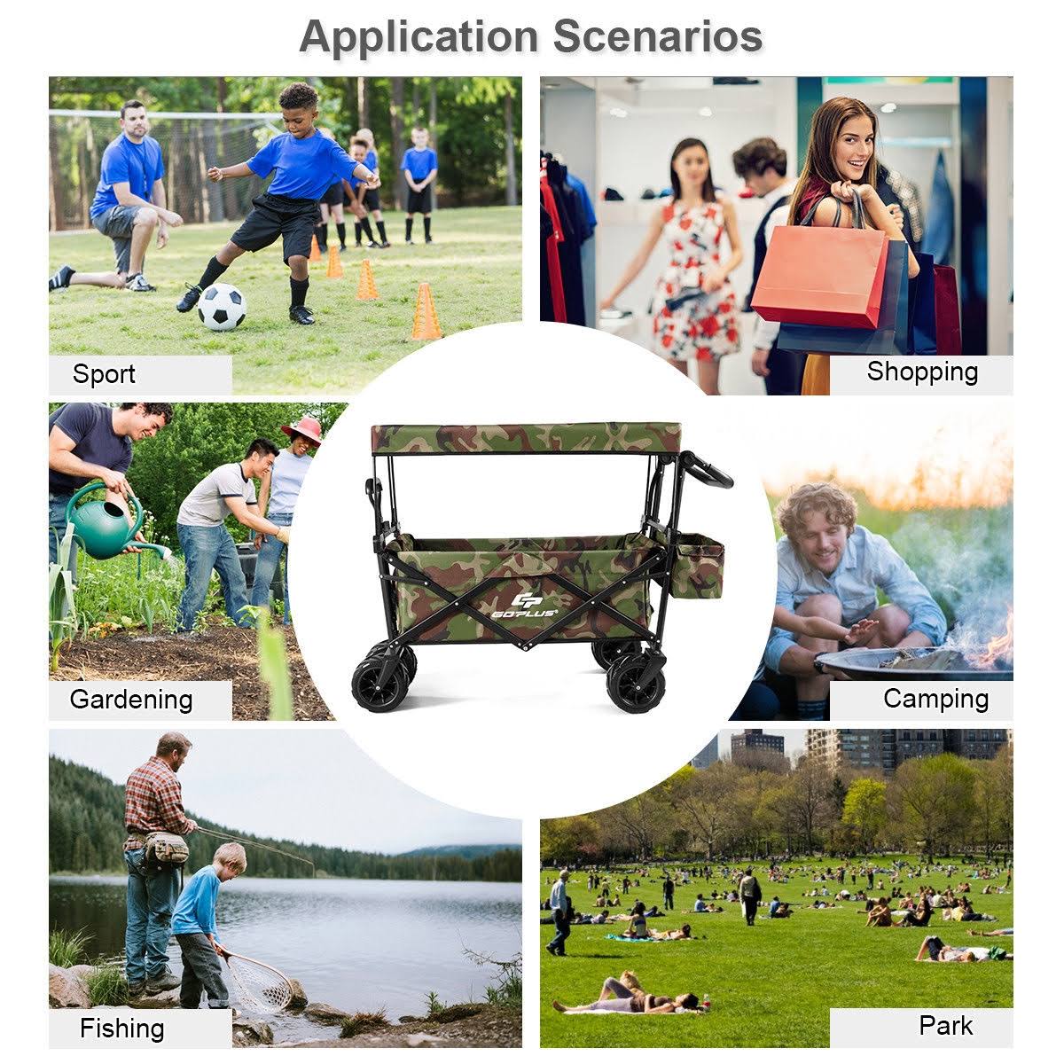 Collapsible Folding Wagon Cart with Canopy D303