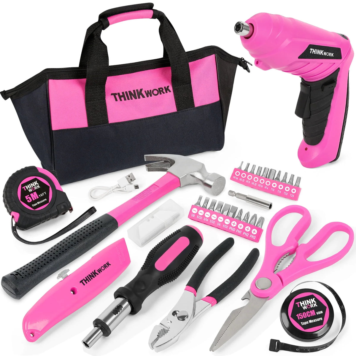 122-Piece Pink Tool Kit with 3.6V Electric Screwdriver B5950