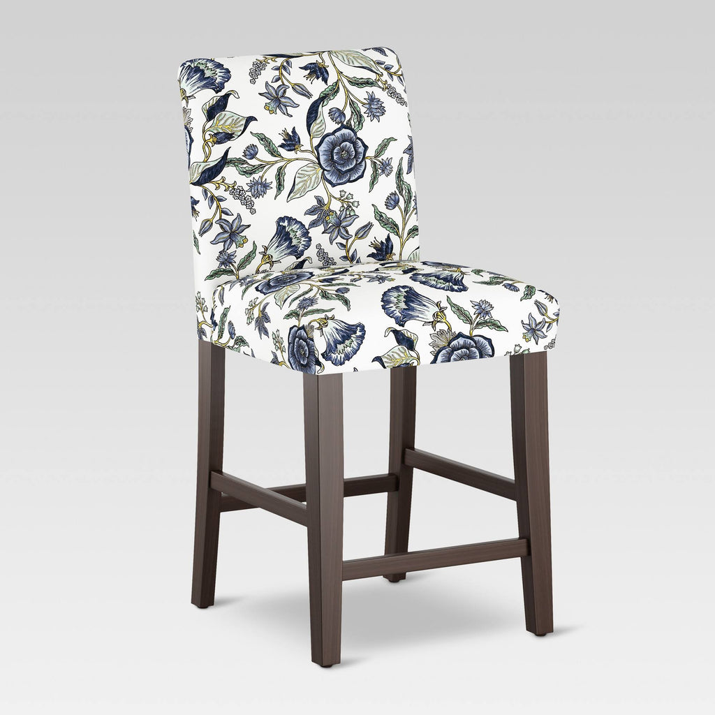 Blue Shaded Floral Counter Height Barstool L33926