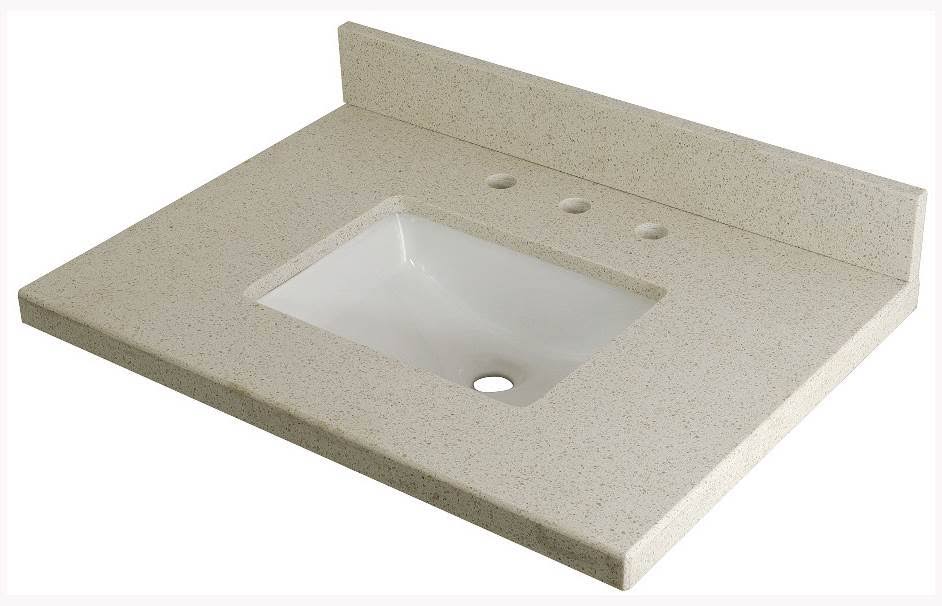 White Quartz Vanity Top with Square Undermount Sink S609890