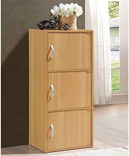 3 Shelf 3 Door Bookcase in Beech W471