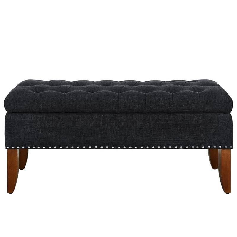Tufted Storage Bench in Charcoal Black L1182