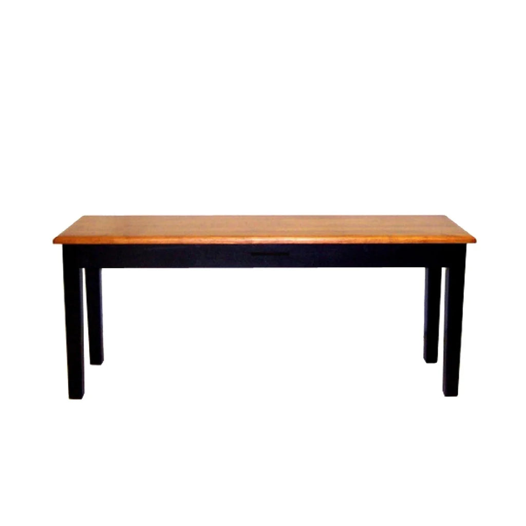 44 Inch Two Tone Dining Bench Tapered Legs Oak Jet Black Wood R341