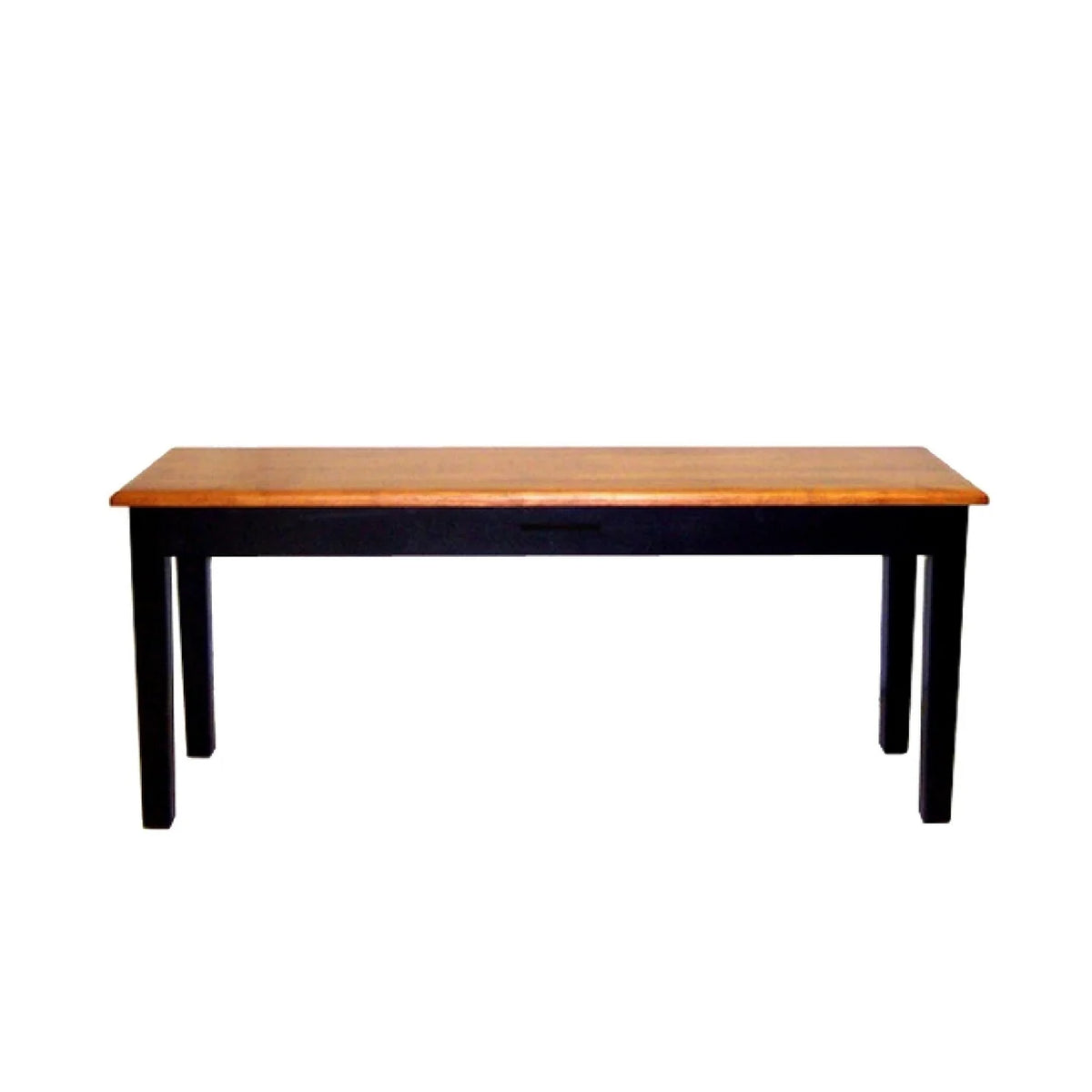 44 Inch Two Tone Dining Bench Tapered Legs Oak Jet Black Wood R341