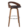 Walnut Upholstered Wood Bar Stool - Brown - Counter Height H2977