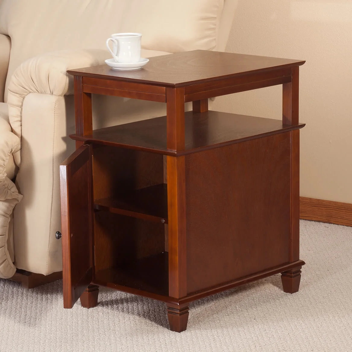 Mahogany Recliner Table with Slide-Out Shelf P382837