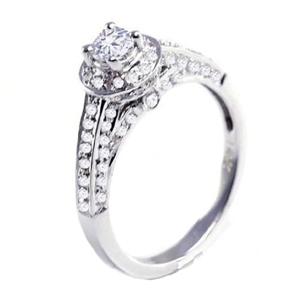 14k White Gold Diamond Engagement Ring W942