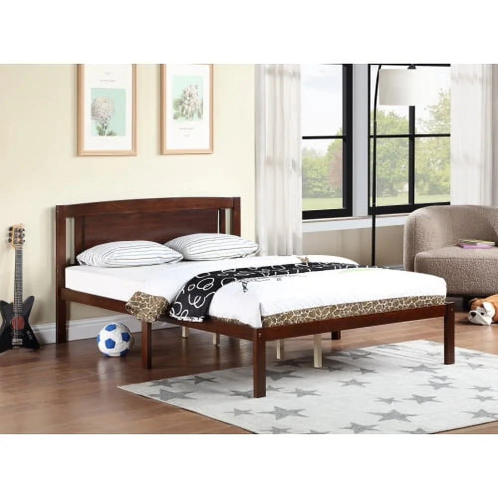 Full Size Wood Platform Bed with Headboard X135
