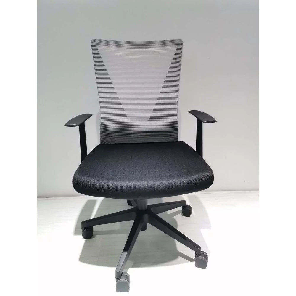 Black Office Chair with Nylon Base and Fixed Armrest A409352