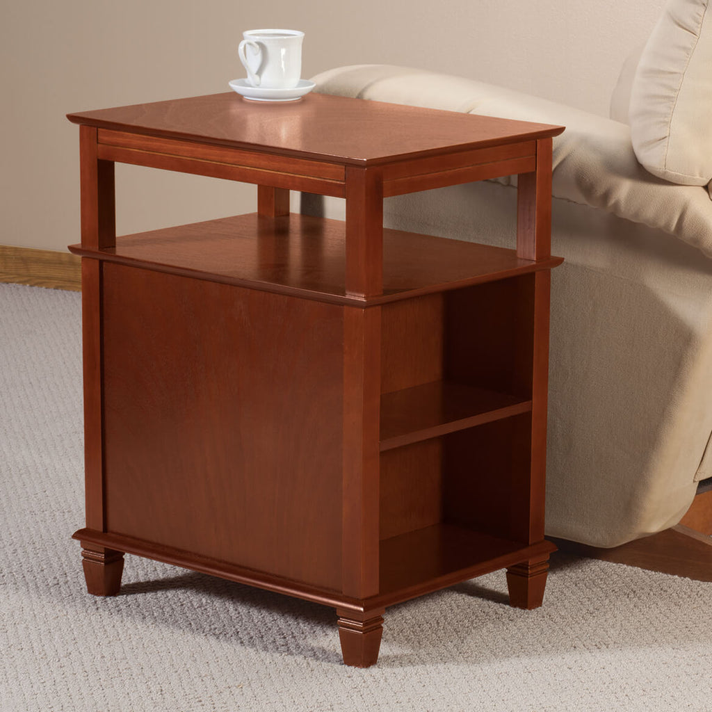 Mahogany Recliner Table with Slide-Out Shelf P382837