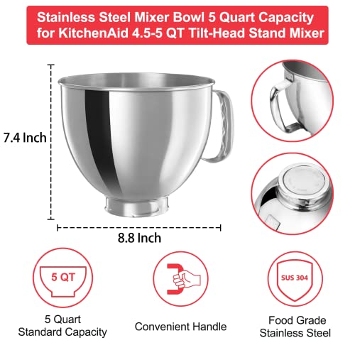 5 Quart 304 Stainless Steel Bowl with Handle H605390