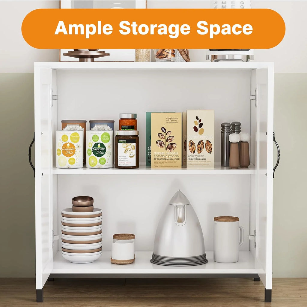 Rattan Storage Cabinet with Doors and Shelves Q867