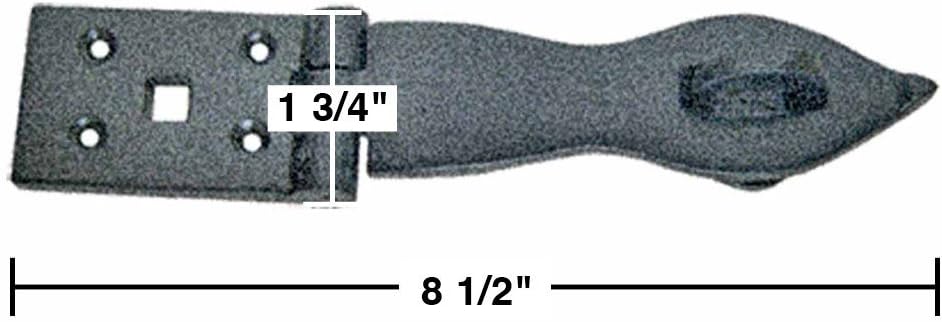Black Wrought Iron Hasp Lock 8.5 X 1.75 Powder Coated Pack of 10 O52765
