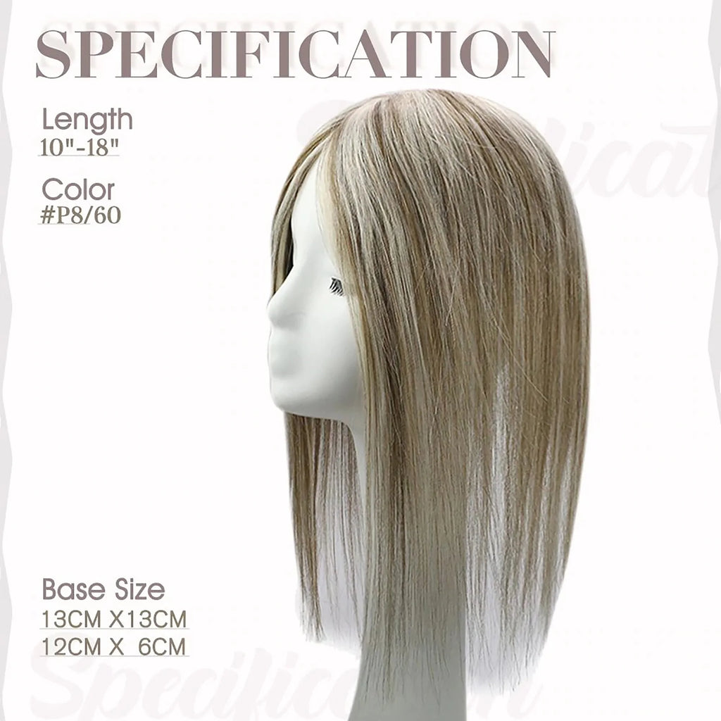 Light Brown Mixed Platinum Blonde Remy Human Hair Clip in Topper 16 inch F225